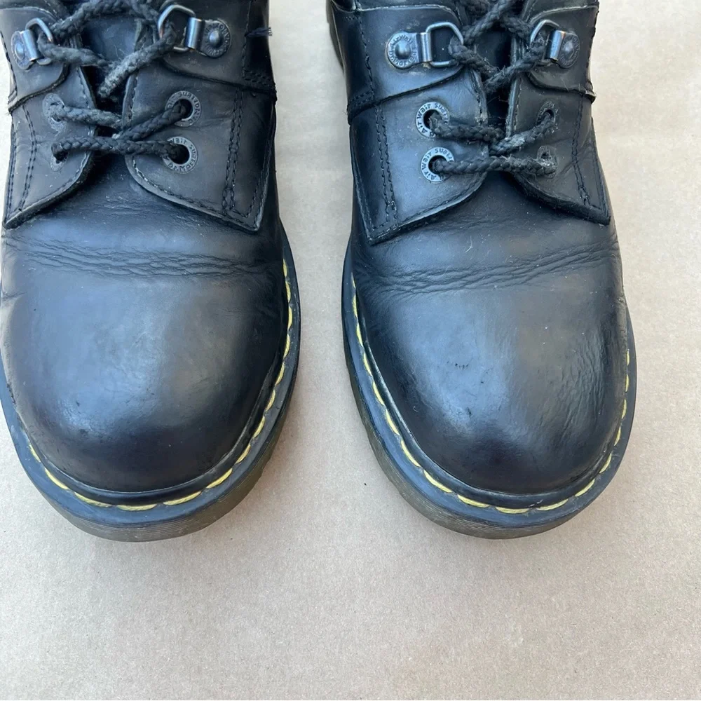 Vintage Dr. Martens Industrial Work Shoes Black Leather Low Top 2008 Size 11